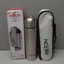 Milton Thermosteel Flip Lid 1000, Double Walled Vacuum Insulated Thermos 1000 ml | 34 oz | 1 Ltr | 24 Hours Hot and Cold Water Bottle with Cover, Stainless Steel, BPA Free,Leak Proof | Silver