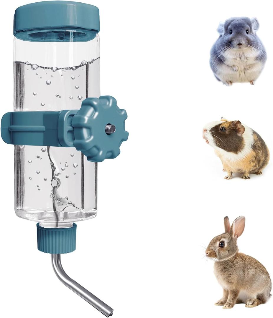LOS ANDES 16.9oz Small Animal Water Bottle for Cage,Crate, Top Fill Water Dispenser for Guinea Pigs/Bunnies/Ferrets/Squirrel/Hedgehog/Hmaster, BPA Free, Updated Mouth, Blue