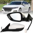 Left Driver side Mirror Fits 2018-2022 Honda Accord With Power Glass, Heated, Blind Spot Detection,Turn Signal and Manual Folding Match to Platinum White Pearl Replace HO1320330 8Pins
