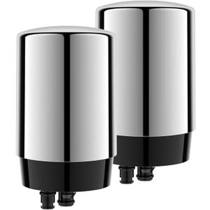 2-pack Faucets Filter Cartridge Replacement, Compatible with Brita Faucet Water Filtration System, Brita 36311, 36313, FR-200, FF-100, Silver