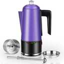 HOMOKUS Electric Coffee Percolator 12 CUPS Percolator Coffee Pot Stainless Steel Percolator Coffee Maker with Clear Knob Cool-touch Handle Auto Keep Warm Function (Purple)