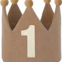 Handmade Crown Hat 1st Birthday for Baby Boy Girl 1-3 Years Birthday Party Decoration Headband (Brown)