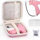 Clothing Tag Gun Kit with Fine Needle Stitch Tag Gun Storage Case 6 Micro Needles 1008 2" White Micro Fasteners Mini Stitch Tag Gun Attachment for Home Shops Warehouse (Pink Tagging Gun)