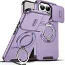 Compatible with Xiaomi 15T Case with Stand, Heavy Duty Shockproof Phone Case for Xiaomi 15T with Camera Cover (Purple)