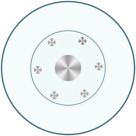 36"Heavy-Duty Lazy Susan Turntable - 1/3" Extra-Thick Tempered Glass - Silent & Smooth Swivel for Large Dining Tables, Centerpiece
