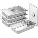 VEVOR 4 Pack Stainless Steel Hotel Pans with lid,Full Size 4 Inch Deep 0.8mm Thick Anti-Jam Commercial Food Pans for Steam Tables, Restaurants, Catering & Industrial Use