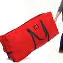 GVDV Rolling Christmas Tree Storage Bag Fits 7.5 Ft Artificial Trees, 600D Oxford Waterproof Heavy Duty Canvas, Large Holiday Xmas Box Container with Wheels, Reinforced Handles & ID Slot, Red