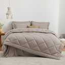 Love's cabin Full Comforter Set Burlwood, 7 Pieces Full Bed in a Bag, All Season Bedding Sets with 1 Comforter, 1 Flat Sheet, 1 Fitted Sheet, 2 Pillowcase and 2 Pillow Sham | Soft, Breathable, Lightweight, Comfortable