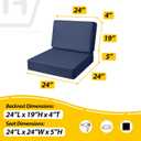 AAAAAcessories Outdoor Deep Seat Cushions, Foam Pillow, Fade-Resistant, Waterproof Patio Furniture Replacement Cushions, 24" x 24" x 5", Navy Blue