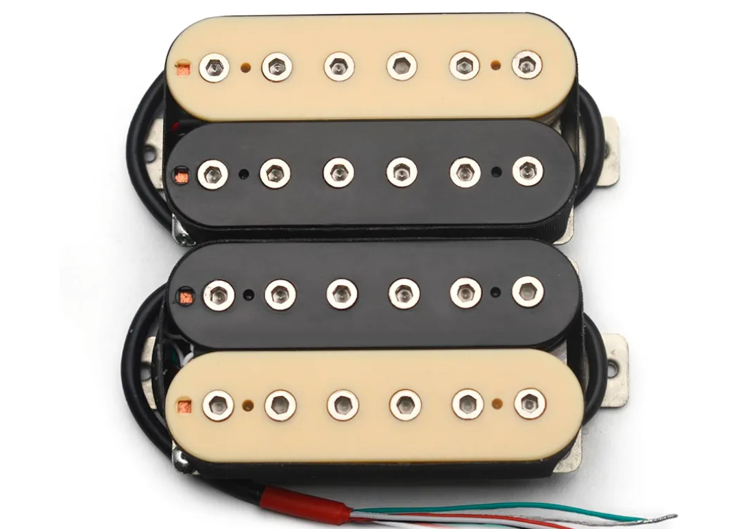 SAPHUE Vintage Alnico 5 Humbucker Pickup Double Coil Electric Guitar Bridge Pickup Black Guitar Parts Warm Sound (Zebra)