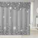 Feelyou Silver Glitter Print (No Glitter) Shower Curtain Bling Decorations Grey Bathroom Fabric Shower Curtain Set for Diamond and Bath Curtain Waterproof Curtains Stalls Bathtubs Decor 72"x72" (72"W x 72"L (Pack of 1), Multi 27)