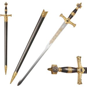 33.8" Medieval Stainless Steel King Solomon Sword Star of David Sword for Collection, Cosplay
