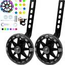 DDJKCZ Training Wheels for Kids Bicycle,Flash Mute Big Wheel Compatible for 12 14 16 18 20 inch Single Speed Bike (Brilliant Black)