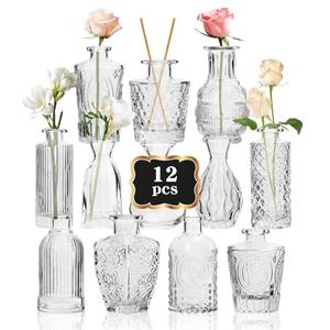 RUCKAE Small Clear Bud Vases Bulk 12 Pack Mini Flower Glass Vases for Centerpiece Table Wedding Decorations Home Decor Party(Transparent) RUCKAE Small Clear Bud Vases Bulk 12 Pack Mini Flower Glass Vases for Centerpiece Table Wedding Decorations Home Decor Party(Transparent)