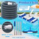 Innconee 4 Pcs Swimming Pool Cleaning Kit Including Pool Vacuum Head with 1-1/2" x 30 ft Hoses Flexible Head with Bristles Wheel and Pole 14 '' Cleaning Brush for Inground Above Ground Cleaner