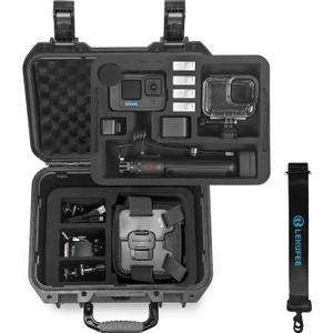 Lekufee Waterproof Hard Case Compatible with Gopro Hero 13/Gopro Hero 12/11/10/9/8/Gopro Volta/Media Mod/Creator Edition/Waterproof Action Camera and Accessories(Case Only)(Includes Shoulder Strap)
