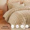 MR&HM Queen Comforter Set 7 Pieces, Fluffy Tufted Boho Beddding Set Khaki | Shabby Chic Farmhouse Bed Set, All-Season Soft Microfiber Bed in a Bag Comforter with Sheets, Pillow Shams & Pillowcases