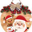 Merry Christmas Decorations Wreath, Merry Christmas Sign Front for Door Decoration, Rustic Wooden Holiday Decor for Front Door Porch Window Wall Farmhouse Indoor Outdoor Decorations