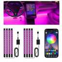 Winzwon Led Lights for Car Accessories Interior, Christmas Stocking Stuffers White Elephant Gifts for Men Women Adults, APP Control with USB Port Color Change Lights for Truck Decor 2 Pack