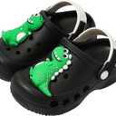 Toddler Clogs Boys Girls Kids Dinosaur Garden Shoes Slip on Sandals Slides Water Summer Shoes for Outdoor Beach Pool (5-6 Toddler, Pureblack)