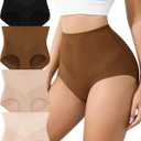 J-pone Tummy Control Underwear High Waisted Seamless Womens Underwear Full Coverage Butt Lifting Panties for Women 4 Pack (S)