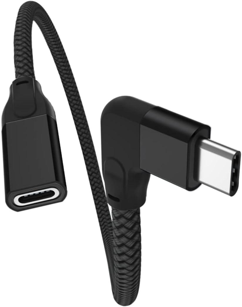 Itramax Right Angle USB C Extension Cable 0.66FT,Short USBC Cable Type C 3.1 3.2 Gen2(10Gbps) Male to Female 90 Degree/L Shape Thunderbolt 3 Cord for iPhone 16 15 Pro Max,iWatch 10,Mac,iPad mini 6 7
