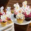 36pcs Wildflower Cupcake Toppers Cake Decor Baby In Bloom Baby Shower Cake Toppers for Women Birthday Bridal Shower Wedding Party Decoration