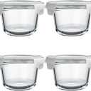 Glass Soup Storage Containers, Round Food Container with Airtight Lids, Glass Meal Prep Storage Reusable, 18 oz Leak-Proof Storage Containers, Microwave, Dishwasher, Frig Safe (4 Pack)