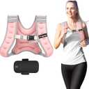 Fragraim Weighted Vest for Women Men - 8lb/10lb/12lb/16lb/22lb/25lb/30lb Weight Vest with Reflective Stripe, Detachable Phone Pouch, Ideal for Walking, Strength Training, Running, Workout, Cardio (Pink)