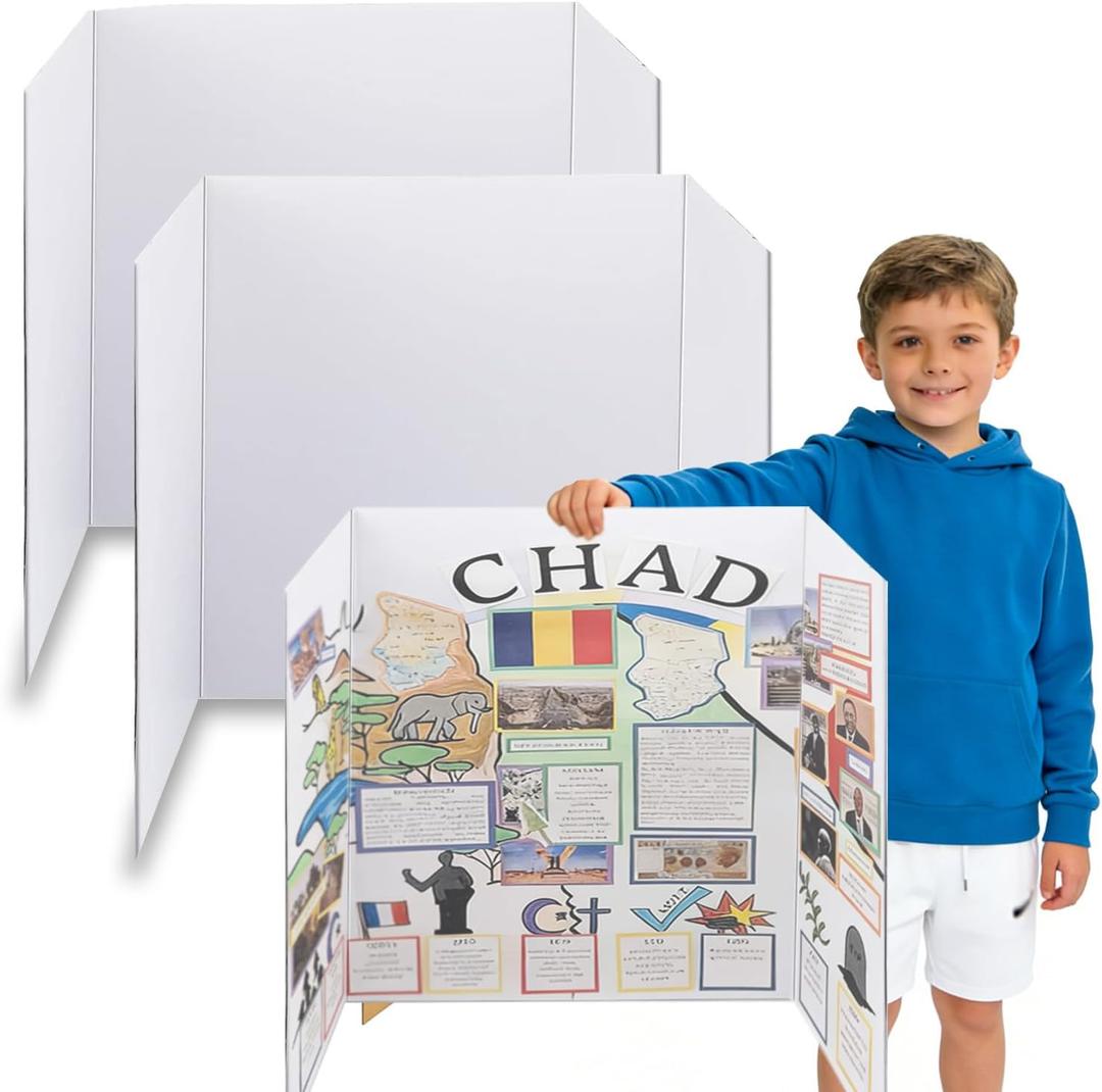 LonlyEagle 36 x 48 Trifold Poster BoardWhite Corrugated Project Boards for Presentations, Science Fair, School Projects, Event Displays and Trifold Picture Board2 Pack