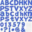 Colarr 216 Pcs Glitter Bulletin Board Letters for Classroom Number Alphabet Punctuation Symbol Cutout 4'' Die-Cut Poster Letter with Adhesive Dot School Graduation Party Holiday Decor Display(Blue)