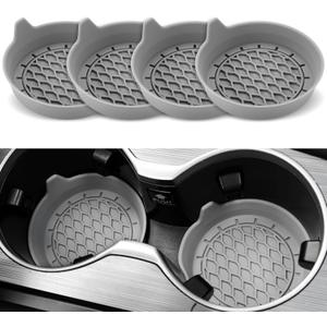 SINGARO Car Cup Holder Coaster, Silicone Cup Holder Insert, Universal Non-Slip Cup Holders, Car Accessories Interior for Women and Man 4 Pack Gray