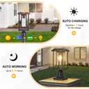 Solar Lamp Post Lights for Outdoor with Pier Mount Base, Dusk to Dawn Pole Light Head with Waterproof, Exterior Solar Powered Pillar Lights Fixture for Yard, Garden, Pathway, Black, Large