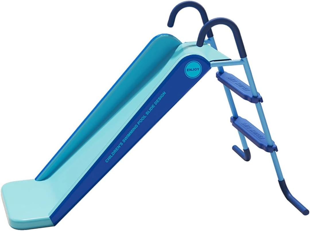 LPNPMGS3864414 6FT Outdoor Water Slide for Kids, Indoor Freestanding Slide with Stair Slide, Durable Plastic Waterslide - Playground Equipment for Backyard, Pool Side, Garden & Lawn, blue