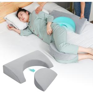 Wedge Pillow for Side Sleeping, Bed Wedge Pillows for Back Pain Relief & Post Surgery, Bedsore Pressure Relief Pillow, Wedges & Body Positioners Pillow for Seniors, Pregnancy, Adult(2IN1)