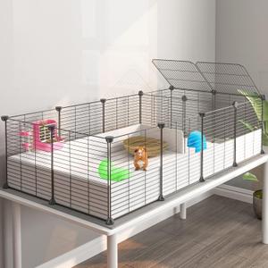 Oneluck Guinea Pig Cage, Indoor Habitat with Waterproof Plastic Bottom,Playpen for Small Pet Bunny, Turtle, Hamster, Partition cage