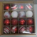 16PCS Christmas Ball Ornaments, 2.36 Inch Red and White Christmas Tree Ornaments with Glittering, Shatterproof Baubles for Christmas Tree Decorations, Wreaths, Garlands