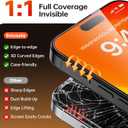 3 Pack Military-Grade Shatterproof for iPhone 16 Pro Max Screen Protector [9H+ Tempered GlassOne-Step Installation] Full Edge Coverage Bubble Free Top-Notch Protection (Transparent)