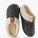 ULTRAIDEAS Women's Indoor Bedroom Slipper with Memory Foam, Gift for Women, Wool-Like House Shoe with Anti-Skid Rubber Sole for Ladies (7-8, Grey)