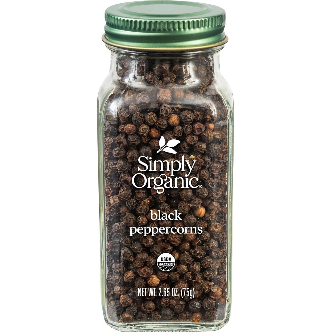 Simply Organic, Black Peppercorns, 2.65 oz (EXP 12/31/27)