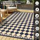 HUGEAR Outdoor Rug for Patios Clearance,Waterproof Mat,Large Outside Carpet,Reversible Plastic Straw Camping Rugs,Rv,Porch,Deck,Camper,Balcony,Backyard (6x9,Checkered/Black&Beige)