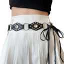 FGSS Women Cowboy Western Leather Belt - Tassel Rope Braid Waist Belts Classic Eyelet Cowgirl Belt for Pants Dress Jeans (Black)