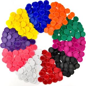 Coopay 1000 Pieces 10 Colors Plastic Poker Chips, 1 Inch Bingo Chips Bulk Learning Counters Disks Poker Card Game, Counting Markers for Math Practice, Game Tokens and Teaching Rewards, 25 mm