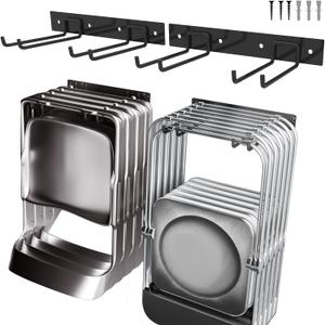 2Pack Folding Chair Storage Rack, Chair Hangers for Garage Wall, Garage Tool Organizer Wall Mount, Heavy Duty Garden Tool Holder for Hanging Shovel Rake Broom Ladder