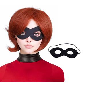 FantaLook Short Reddish Brown Costume Cosplay Wig with Eye Mask for Female