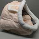 Cat Bed Cavees for Indoor Cats,Winter Warm Pet Kennel with Cover,Pet Tent for Cats Small Dogs Bed with Removable Washable Cushion with Hanging Toy,Winter Warm Pet Kennel Non Kicking (Peach)