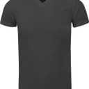 Men's Heavyweight Cotton T Shirt Basic 6.2 Ounce Short Sleeve V Neck Plain Tee Top Tshirts Regular Big and Tall Size (S)