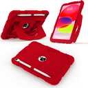 CCMAO Case for New iPad (A16) 11 Inch 2025, iPad 10th Gen 10.9 Inch 2022, with Portable Handle Kickstand and Pencil Holder, Heavy Duty Shockproof Rugged Protective Case for iPad 11/10 Gen, Red (Solid Color)