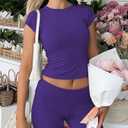 Nimsruc Two Piece Lounge Sets For Women short sets (Purple, XL)