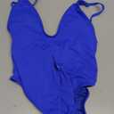 ESONLAR Women's Sexy Plunging V Neck Bathing Suit Open Back One Piece Swimsuits Star Sapphire, Small